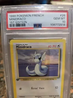 PSA 10 Minidraco Dratini 26 French Base 1st Edition 1999 Pokemon 74984162 - Image 3