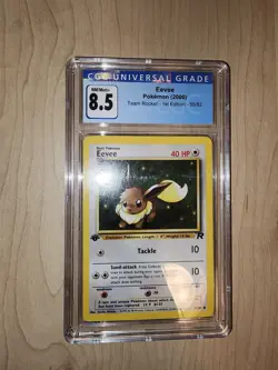 CGC 8.5 NM/MINT+ Eevee 55/82 Team Rocket 1st Edition 2000 Pokemon Card Non-Holo - Image 1