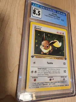 CGC 8.5 NM/MINT+ Eevee 55/82 Team Rocket 1st Edition 2000 Pokemon Card Non-Holo - Image 2