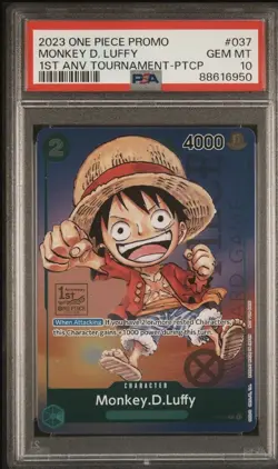 Luffy 037 PSA 10 GEM MINT One Piece 1st Anniversary Tournament Participant Promo - Image 1