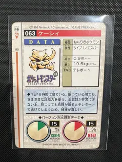 Abra 063 BANDAI Pokemon Card Red Nintendo MONSTERS COLLECTION 1996 Japanese - Image 2
