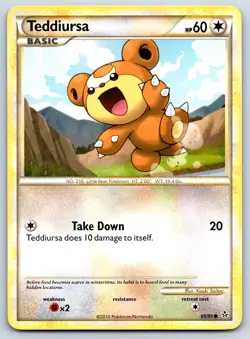 Teddiursa - HGSS Unleashed 65/95 Kouki Saitou Pokemon Card LP - Image 1