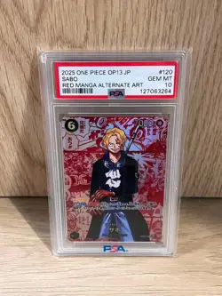 PSA 10 Sabo Red Parallel Super Alternate Art One Piece Card OP13-120 - Image 1
