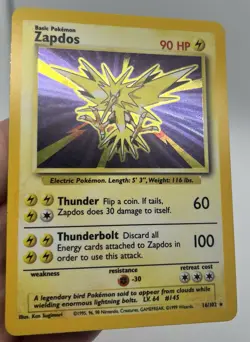 Pokemon TCG Zapdos Base Set 16/102 Holo 1999 - Image 1