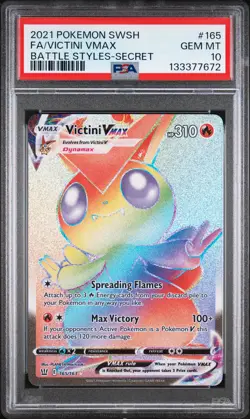 2021 POKEMON SWORD & SHIELD BATTLE STYLES SECRET FULL ART/VICTINI VMAX PSA 10 - Image 1