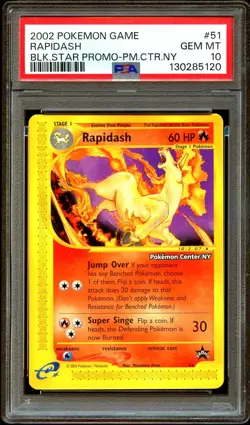PSA 10 GEM MINT Rapidash 51 WOTC Black Star PROMO Pokemon CENTER NY Card 120 - Image 2