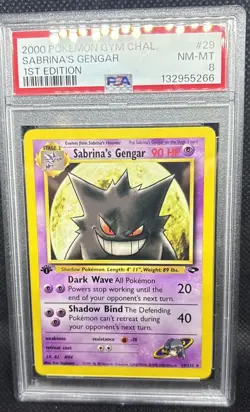 2000 POKEMON GYM CHALLENGE 1ST ED #29 SABRINA'S GENGAR PSA 8 - Image 1