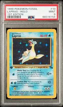 1999 POKEMON FOSSIL #10/62 LAPRAS HOLO 1ST EDITION PSA 9 - Image 1