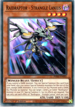 Raidraptor - Strangle Lanius - PHRA-EN005 - Super Rare - 1st Edition Yugioh EURO - Image 1