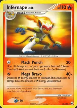 Infernape 22/100 Rare Majestic Dawn Pokemon Card LP - Image 1
