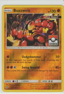 Buzzwole Rev Holo Rare League Promo Card Forbidden Light 77/131 - Image 1