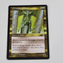 MTG Crystalline Sliver Stronghold LP White Blue Uncommon Magic Card Creature Vtg - Image 1