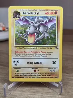 1999 Aerodactyl Fossil 1/62 Holo Rare Vintage Pokemon TCG Card - Image 1