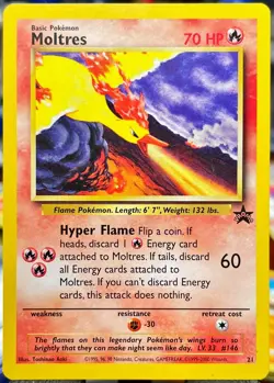 NEAR MINT 🔥 VINTAGE WoTC Pokemon - Moltres - Black Star Promo 21 - No Whiting - Image 1