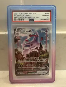 Espeon VMAX 189/S-P Pokemon Card Japanese Eevee Heroes Promo PSA 10 + Guard - Image 1