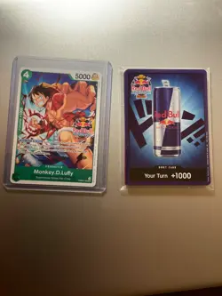One Piece TCG Red Bull Double Don Set SEALED + Monkey D. Luffy Promo Card - Image 1