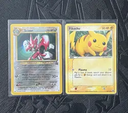Pokemon TCG Scizor 33 WOTC Promo/ Pikachu 74/112 Two Card Set - Image 1