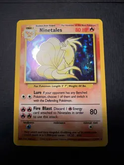 Pokemon TCG Ninetales Base Set Holo Unlimited Rare Card 12/102 LP Condition - Image 1
