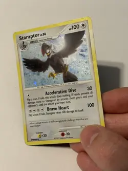 Pokemon Staraptor Holo Card 16/130 Diamond and Pearl Series - SWIRL - MP! - Image 3