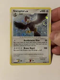 Pokemon Staraptor Holo Card 16/130 Diamond and Pearl Series - SWIRL - MP! - Image 4
