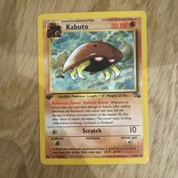 Pokemon TCG Kabuto Fossil 1st Edition Common Card 50/62 LP / Mint Condition - Image 1