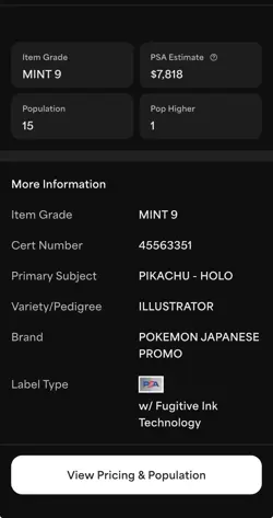 carte pokemon japonaise promo Pikachu holographique illustrator - Image 3