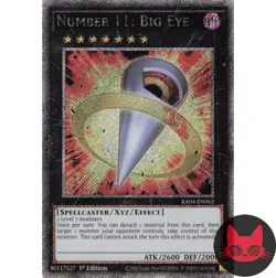 Yugioh Number 11: Big Eye RA04-EN062 Platinum Secret Rare 1st Edition NM - Image 1