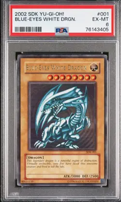 2002 YU-GI-OH! STARTER DECK: KAIBA #001 BLUE-EYES WHITE DRAGON PSA 6 - Image 1