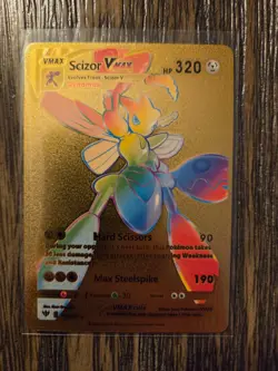 Pokemon Scizor VMAX GOLD Foil Fan Art Collector Card - 320 HP - 193/189 - Image 1