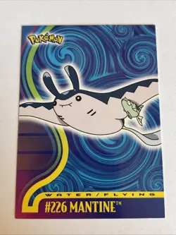 Mantine # 226 Pokemon Card Topps Johto 2001 Rare Card - Image 1