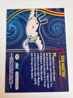 Mantine # 226 Pokemon Card Topps Johto 2001 Rare Card - Image 2