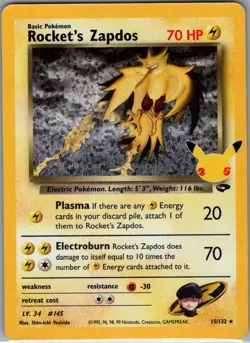 Rocket's Zapdos 15/132 Celebrations: Classic Collection - Pokemon Card - NM - Image 1