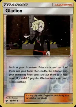 Gladion Uncommon SM Crimson Invasion 95/111 Supporter Reverse Holo Pokemon Card - Image 1