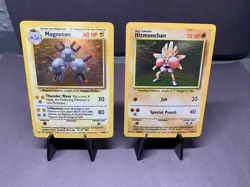 Pokemon TCG Base Set Lot of 2 Card Holo Rare Hitmonchan & Magneton 1999 VTG WOTC - Image 1
