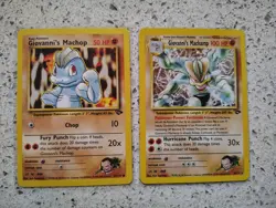2 Pokemon Gym Challenge cards Giovanni's Machop, Holo Giovanni's Machamp 2000 - Image 1