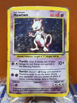 1999 Mewtwo Base Set Holo Unlimited Rare Card 10/102 Pokemon TCG HP/DMG 2074 - Image 1