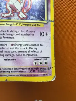1999 Mewtwo Base Set Holo Unlimited Rare Card 10/102 Pokemon TCG HP/DMG 2074 - Image 5