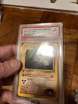 Vintage (2000) 1st Edition Brock’s Onix 21/132 Pokemon TCG Gym Heroes PSA 9 MINT - Image 3