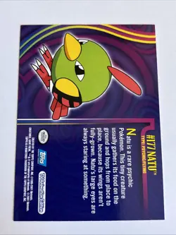 Natu #177 2001 Topps Pokemon Johto Series 1 Blue Label Logo NM - Image 2