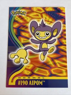 Topps Pokemon Johto Series 1 Non Holo Aipom #190 VTG Blue logo NM - Image 1