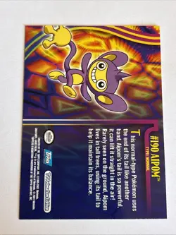 Topps Pokemon Johto Series 1 Non Holo Aipom #190 VTG Blue logo NM - Image 2