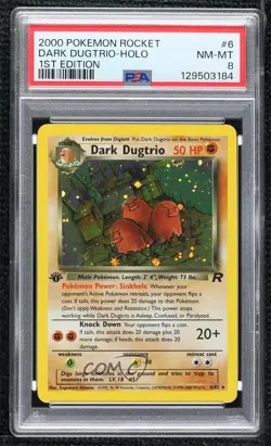 Dark Dugtrio Holo 1st Ed. Pokemon Team Rocket PSA 8 2000 - Image 1
