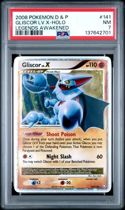 2008 POKEMON DIAMOND & PEARL LEGENDS AWAKENED #141 GLISCOR LV.X-HOLO PSA 7 - Image 1