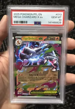 Pokemon TCG Me02: Phantasmal Flames Mega Charizard X EX 013/094 PSA 10 Gem Mint - Image 1