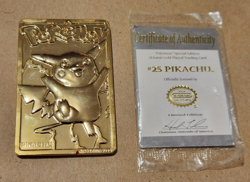 Pokemon Pikachu 23k Gold Plated Trading Card 1999 Nintendo #25 w/ Certificate - Image 1