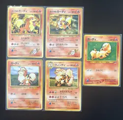Pokemon Vintage Old Back Bundle Japanese Lot Of 5 Cards Growlithe Blaine’s + - Image 1