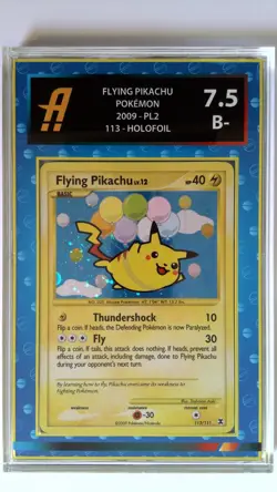Pokemon Card Flying Pikachu Holo Rising Rivals Graded Ambr 7.5 Blue Pokeballs - Image 1
