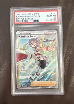 Pokemon Graded Card PSA 10 Korrinas Focus Full Art Trainer #160 Battle Styles - Image 1