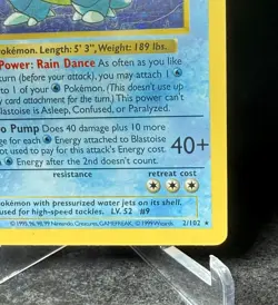 Blastoise Shadowless 2/102 Base Set Holo 100 HP Pokemon TCG Card - Image 4