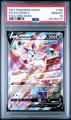 2021 POKEMON SWORD & SHIELD EVOLVING SKIES #184 FULL ART/SYLVEON V PSA 10 - Image 1